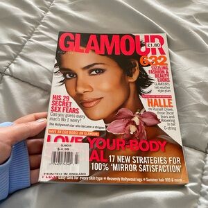 Glamour Magazine Cover with Red Masthead and Pink Orchid Accent